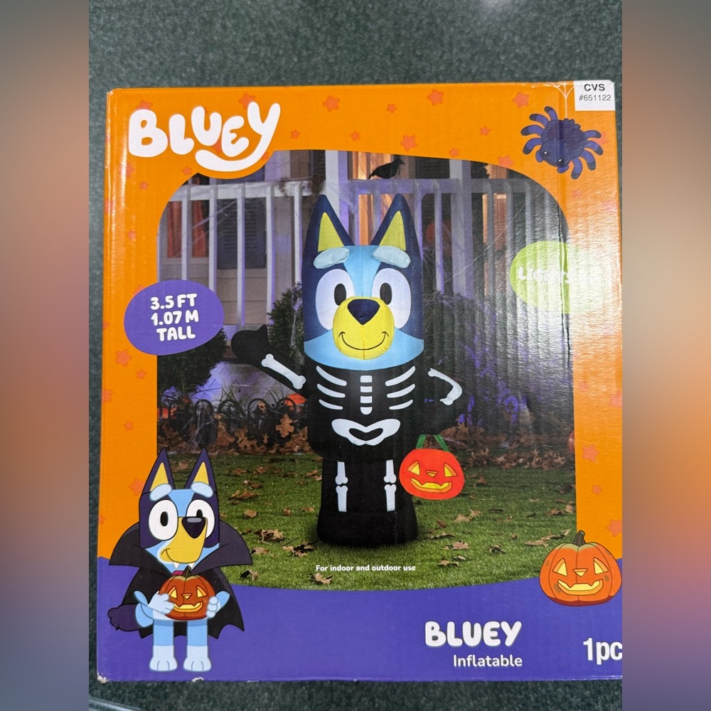 Bluey -3.5 ft Airblown Lighted Halloween Inflatable Holiday skeleton yard decor